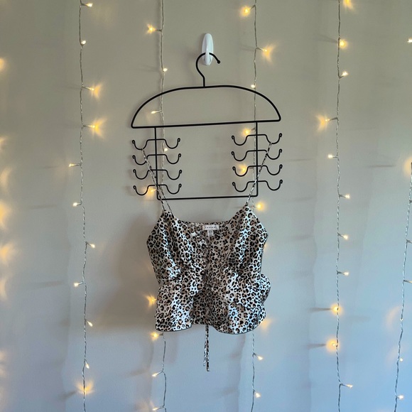 Topshop Tops - TOPSHOP- Leopard Print Ruffle Satin Camisole